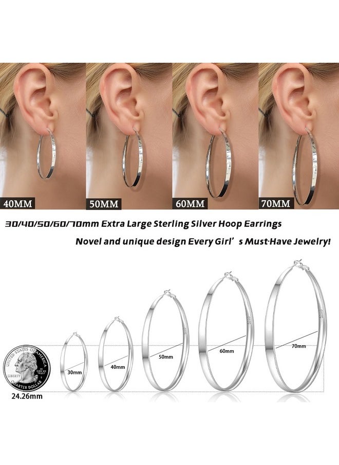 Senteria 925 Sterling Silver Hoop Earrings For Women Hypoallergenic Extra Large Silver Hoop Earrings Lightweight Oversized Big Thick Silver Hoop Earrings For Women 70Mm  - Image 4