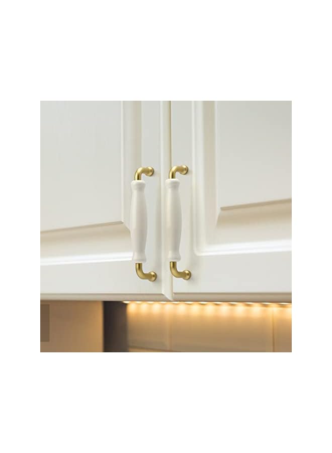 PROMASS promass 10Pack Handles for Chest of Drawers Ceramaic Wardrobe Door Handles 96mm Cupboard Handles Cabinet Door Handles White Drawer Handles White and Gold Handles Gold Cupboard Handles, LSTC1BB96 - Image 4