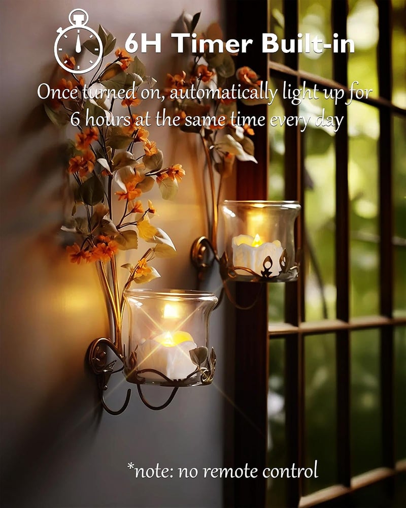 Homemory 12Pcs Timer Tea Lights - Flameless Flickering LED Candles with Auto Timer - Image 2
