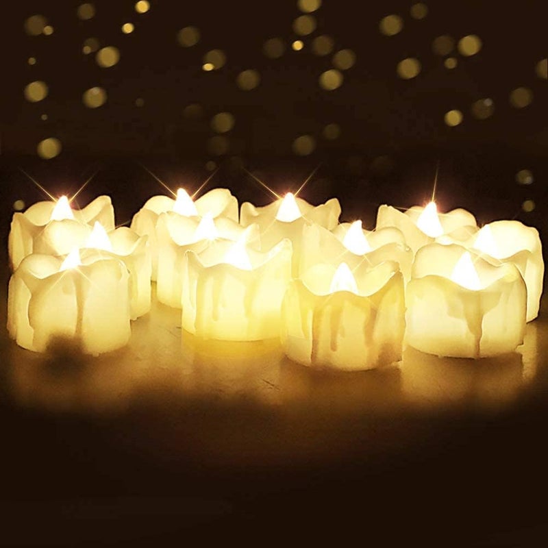Homemory 12Pcs Timer Tea Lights - Flameless Flickering LED Candles with Auto Timer - Image 1