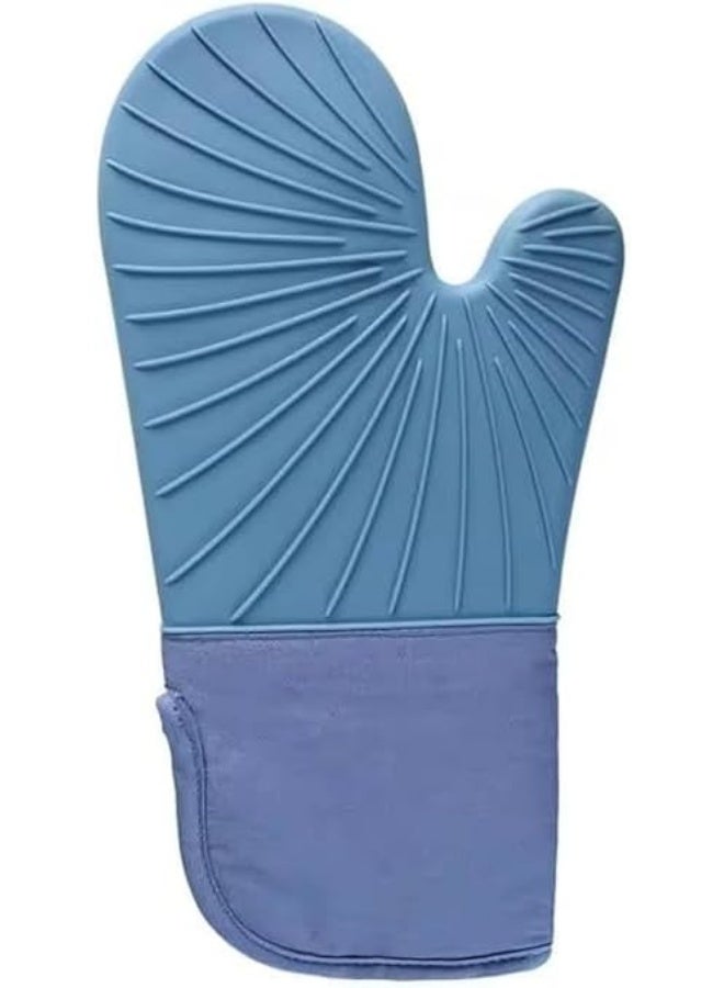 Silicone Thickened Heat Resistant Kitchen Glove – Non-Slip Oven Mitt with Padded Inner Lining for Cooking, Baking, Grilling & BBQ (Blue, 1 Piece) - Image 1