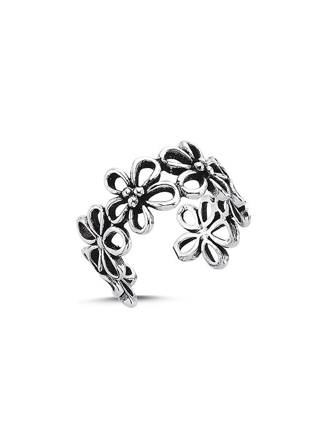 EMNON - 925 Silver Oxidised Daisy Eternity adjustable Size Ring-High-Quality Jewelry in UAE Dubai 100% Precious Metal Gift for Women-EMNON124RI-R105895 - Image 1