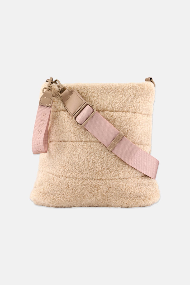 Danskin Women Faux Fur Cross Body Bag 25 H X 25 L x 8 W Cm, Cream - Image 1