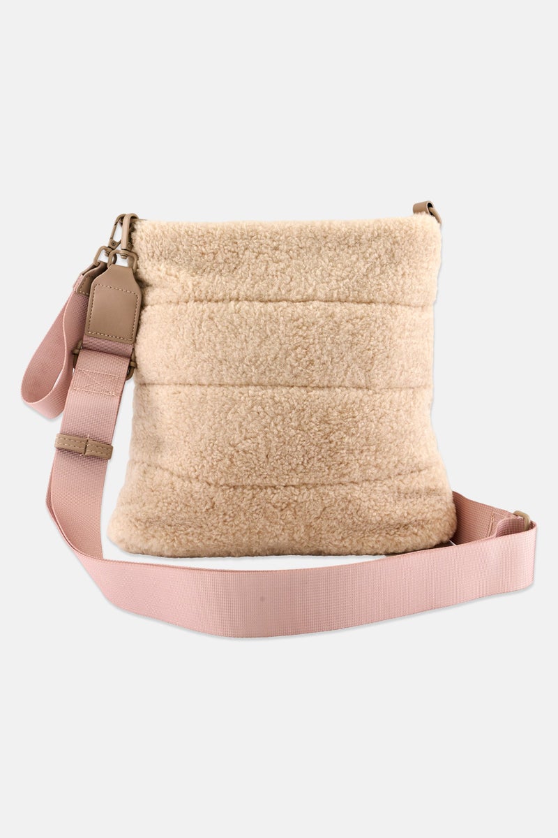 Danskin Women Faux Fur Cross Body Bag 25 H X 25 L x 8 W Cm, Cream - Image 2