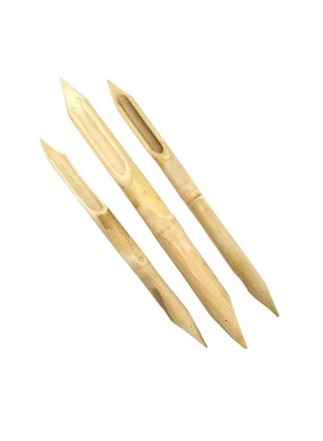Keep Smiling Bamboo Pottery Shaping Tools – 3pcs Hand-Crafted Double Head Polymer Clay Tools - Image 1
