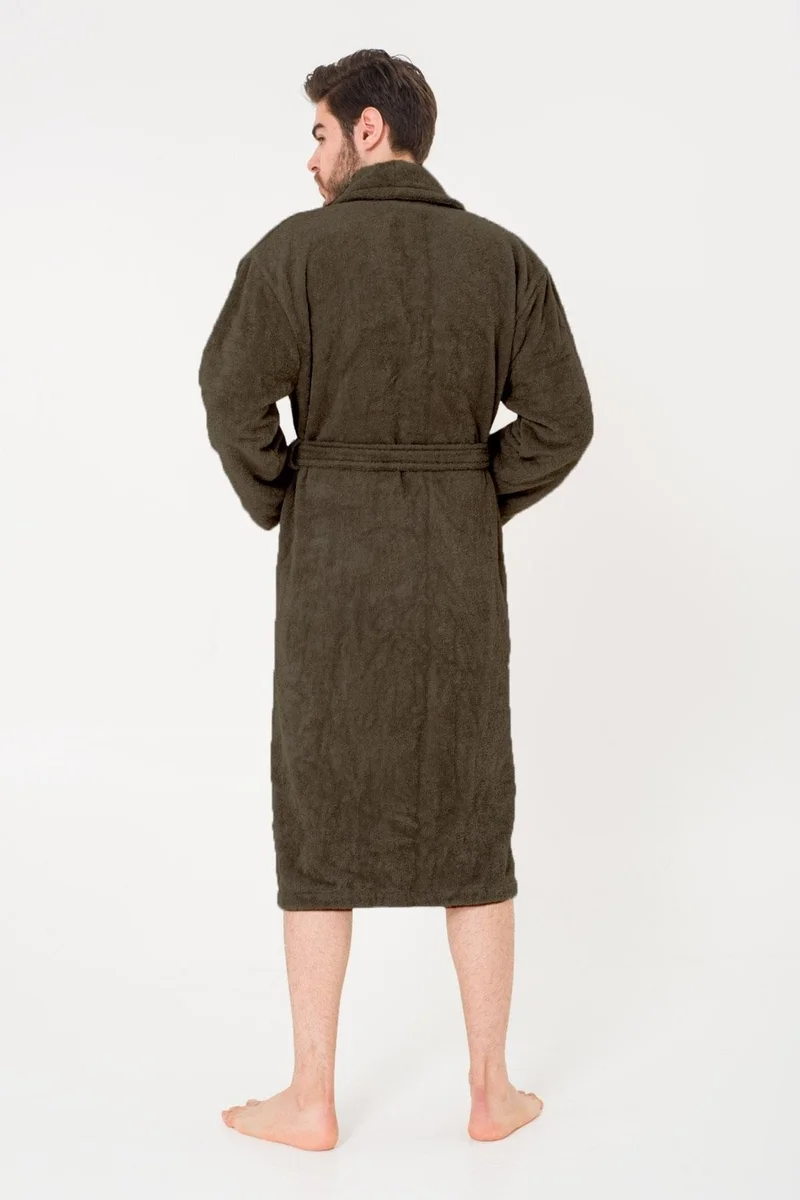 Cotenconcept King Size Cotton Shawl Collar Men's Bathrobe