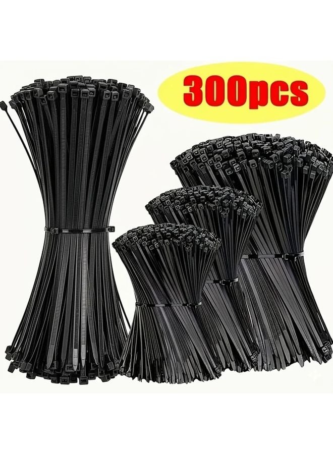 300pcs Black Nylon Cable Ties 3 94in 5 91in 7 87in Heavy Duty Self Tightening Cord Organizer - Image 2