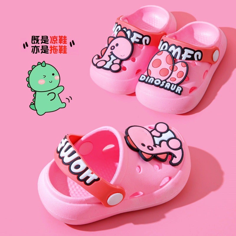 Cute Cartoon Kids Summer Non-Slip Clogs Sandals Mushroom dragon [pink] healthy material