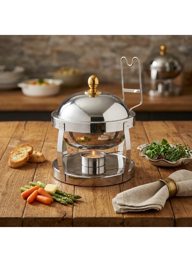 Maxima Round Stainless Steel Chaffing Dish with Lid 4 Liter - Image 1