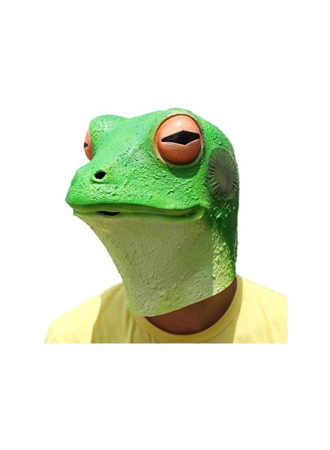 costume التنكر Deluxe جديد لاحتفالات الهالوين قناع رأس حيوان من المطاط الرغوي ضفدع، م - Image 3