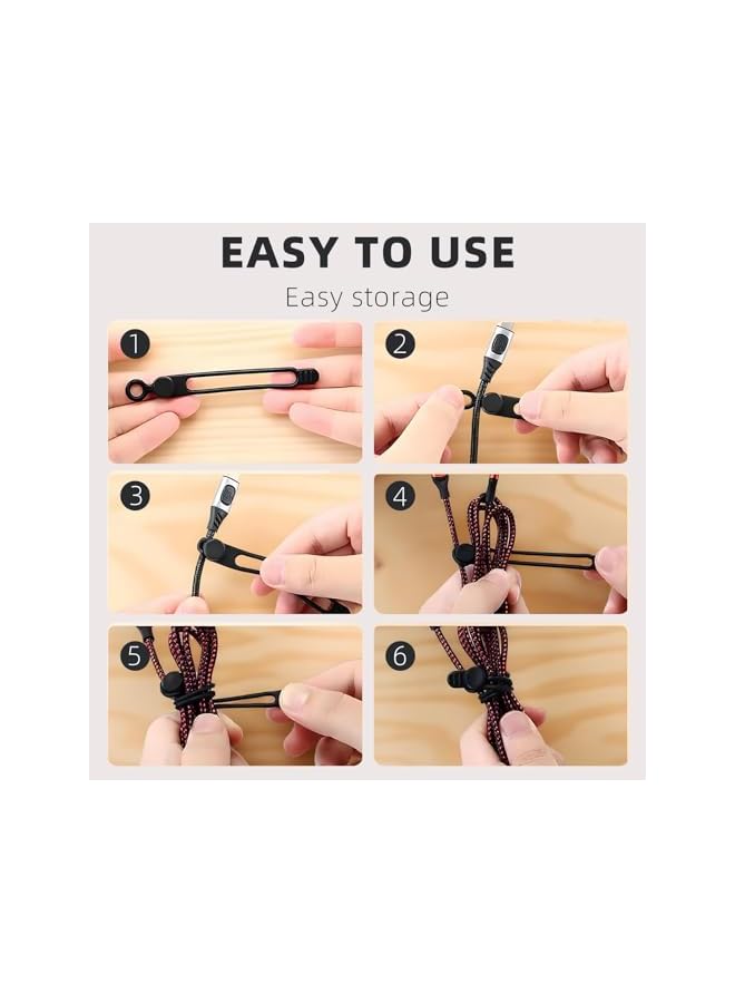 S-TOP Silicone Cable Organizer Set, 12 Pack Reusable Cord Management Straps in Multi-Color, Elastic Wire Bundling Ties for Earphone, Phone Charger, Data Cables - Image 5