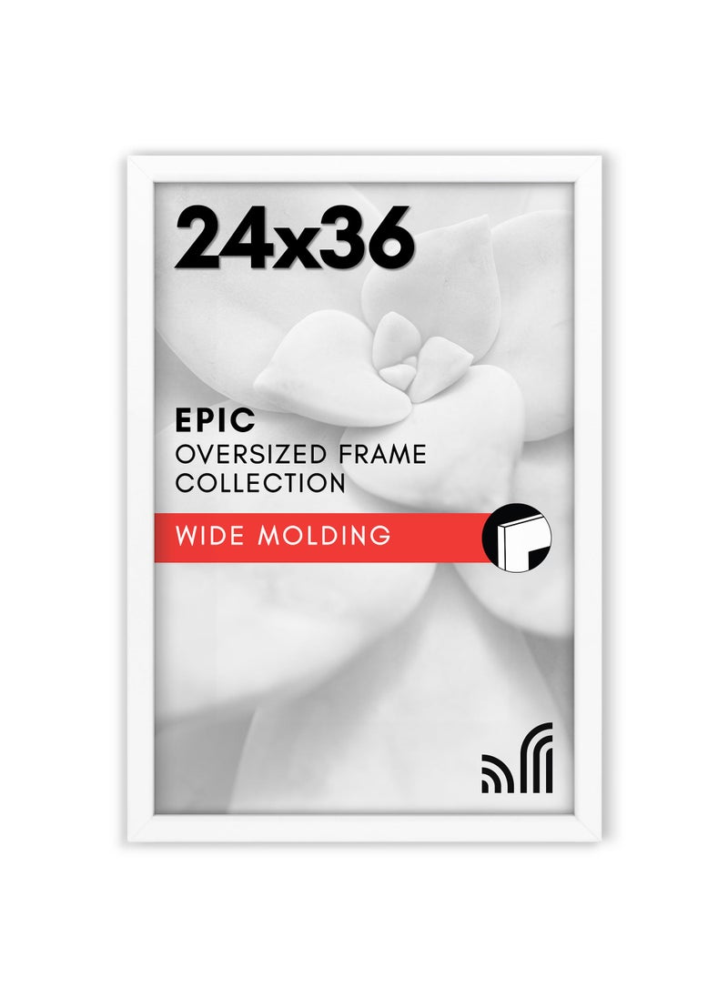 Americanflat Americanflat 24x36 Poster Frame with Polished Plexiglass  White Picture Frame  Wide Photo Frames Made of Engineered Wood for Vertical or Horizontal Wall Display  Epic Collection  White 