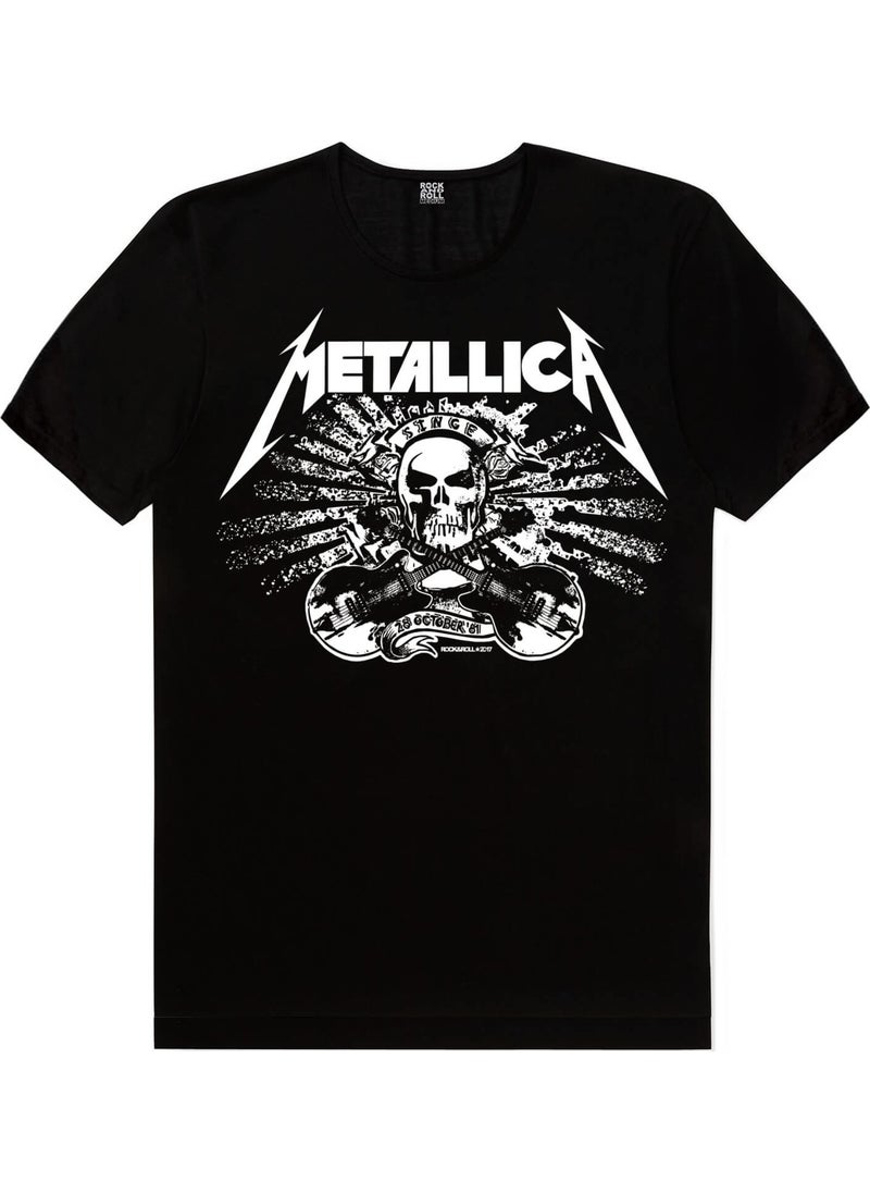 Rock&Roll - Metallica Skull Black Short Sleeve T-Shirt - Image 1