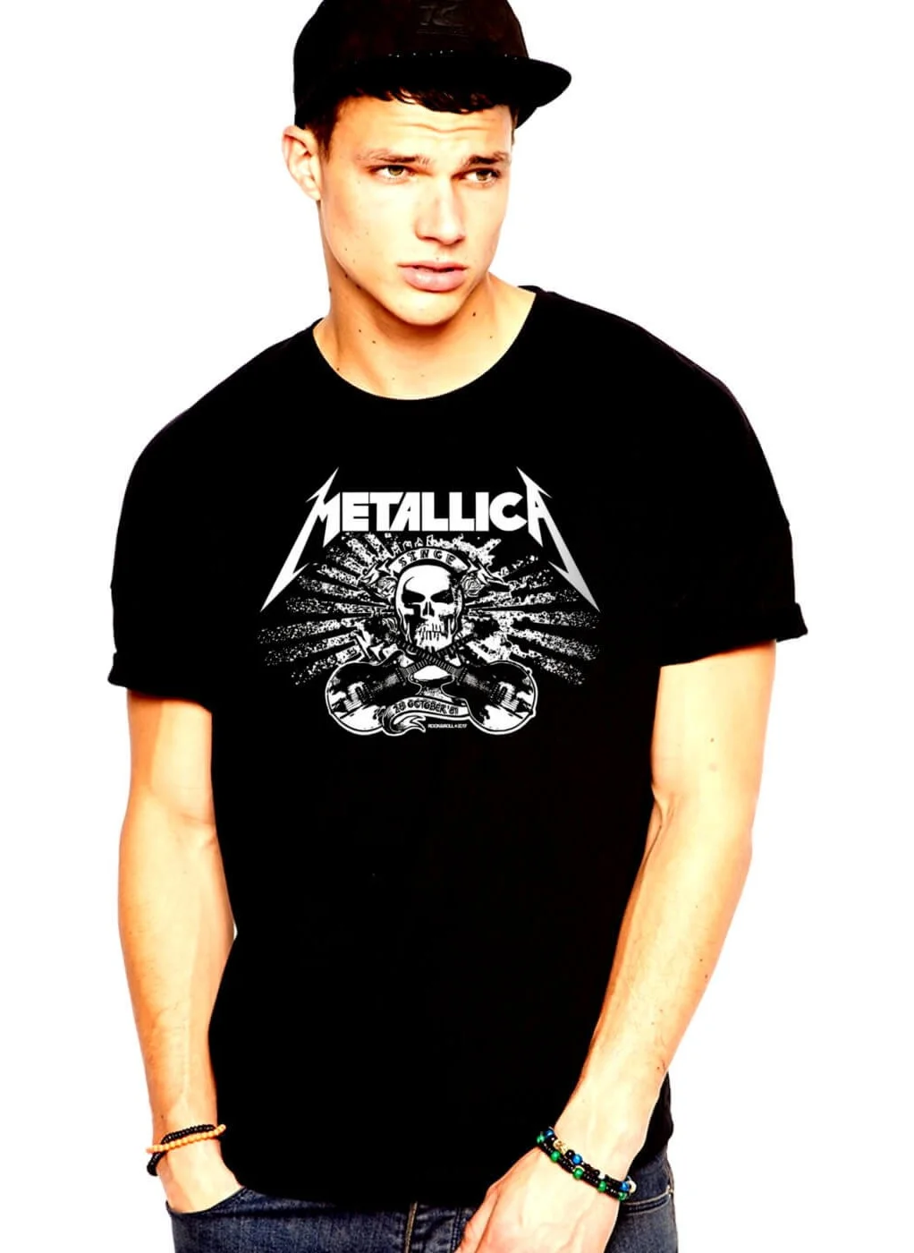 Rock&Roll Metallica Skull Black Short Sleeve T-Shirt