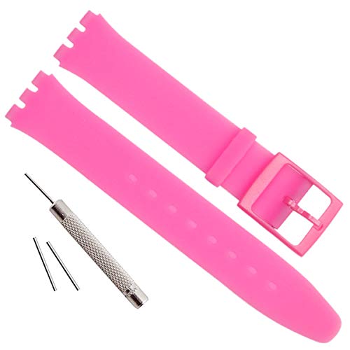 GreenOlive Ultra-thin Replacement Waterproof Silicone Rubber Watch Strap Watch Band for Swatch Skin Series (16mm, Black) - Image 1