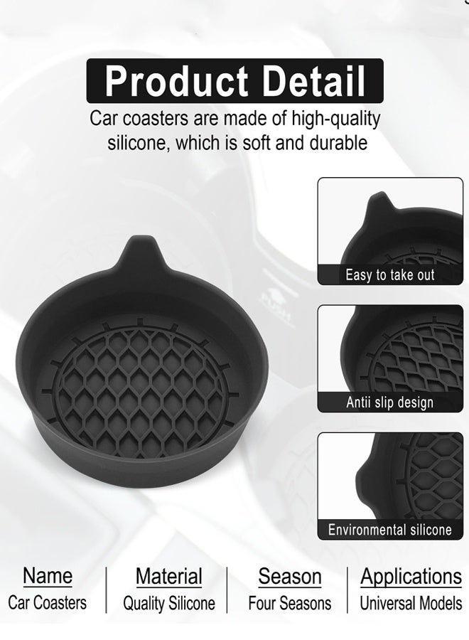 4-Pack Automotive Cup Holders Universal Car Cup Coaster Silicone Insulation Drink Mat Waterproof Non-Slip Sift-Proof Spill Holder Car Interior Accessories - Image 2