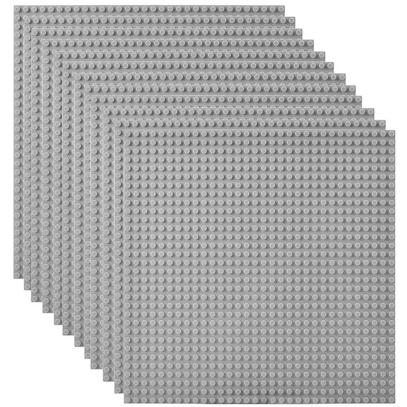 Lekebaby Classic Baseplates Building Base Plates for Building Bricks 100% Compatible with Major Brands-Baseplates 10" x 10", Pack of 12-Grey - Image 1
