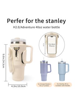 spa luxetique spa luxetique Water Bottle Holder With Strap for Stanley 40 oz Tumbler With Handle, With Cell Phone Pocket and Adjustable Shoulder Tumbler Accessories for Stanley - Water Bottle Sleeve For Outdoors  - Image 3