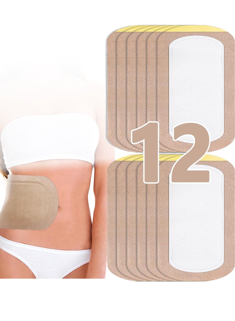 Generic 12Pcs Castor Oil Pack Wrap for Liver, Stomach, Belly Button | 20*14cm Organic Cotton Pads | Highly Absorbent Self-Adhesive Disposable Patches | No Wash, 100% Leak-Free(Oil Not Included)  - Image 1