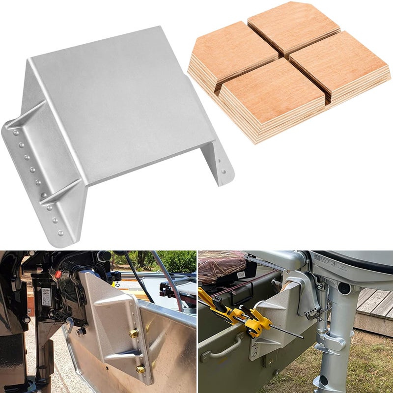 Camoo MJ-1-DP Jack Plate 4'' Setback Small Engine Jack Plate for Outboard Motors Up to 35HP (Wooden Mounting Block Included) Manual Add Distance Between Engine and Transom - Image 1