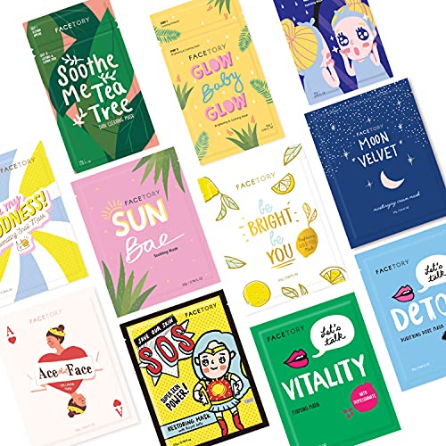 FACETORY K Beauty Face Mask Skin Care - FAVORITE 11 COLLECTION Sheet Mask Set | Natural Premium Korean Face Mask For All Skin Types - No Sulfates No Parabens (11 pc) - Image 1