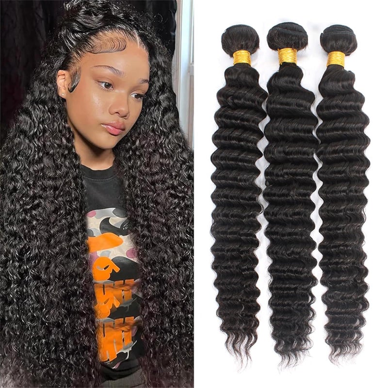 12A Deep Wave Bundles Human Hair Pineapple Wave 3 Bundles 16 18 20 300g 100 Unprocessed Virgin Brazilian Deep Wave Human Hair Bundles Natural Color