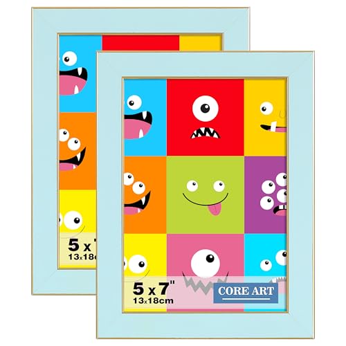 CORE ART 5x7 Picture Frames Soft Blue, 5 by 7 Colorful Photo Frame with HD Plexiglass, Wall or Tabletop Display, Set of 2 - Image 1