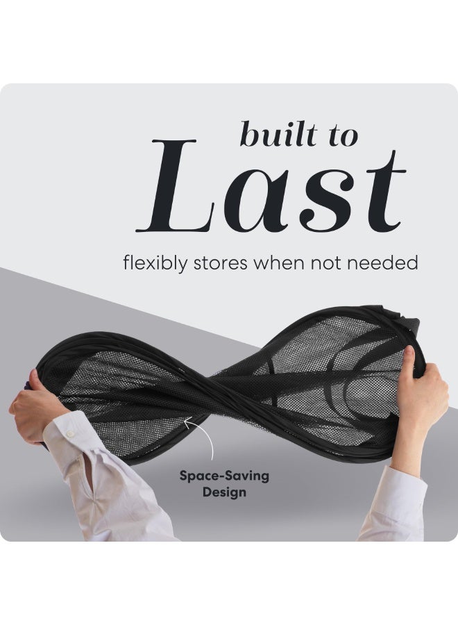 Collapsible Laundry Basket, Mesh Pop Up Hamper with Wide Opening and Side Pocket - Breathable, Sturdy, Foldable, and Space-Saving Design for Clothes and Storage (Black) - Image 4