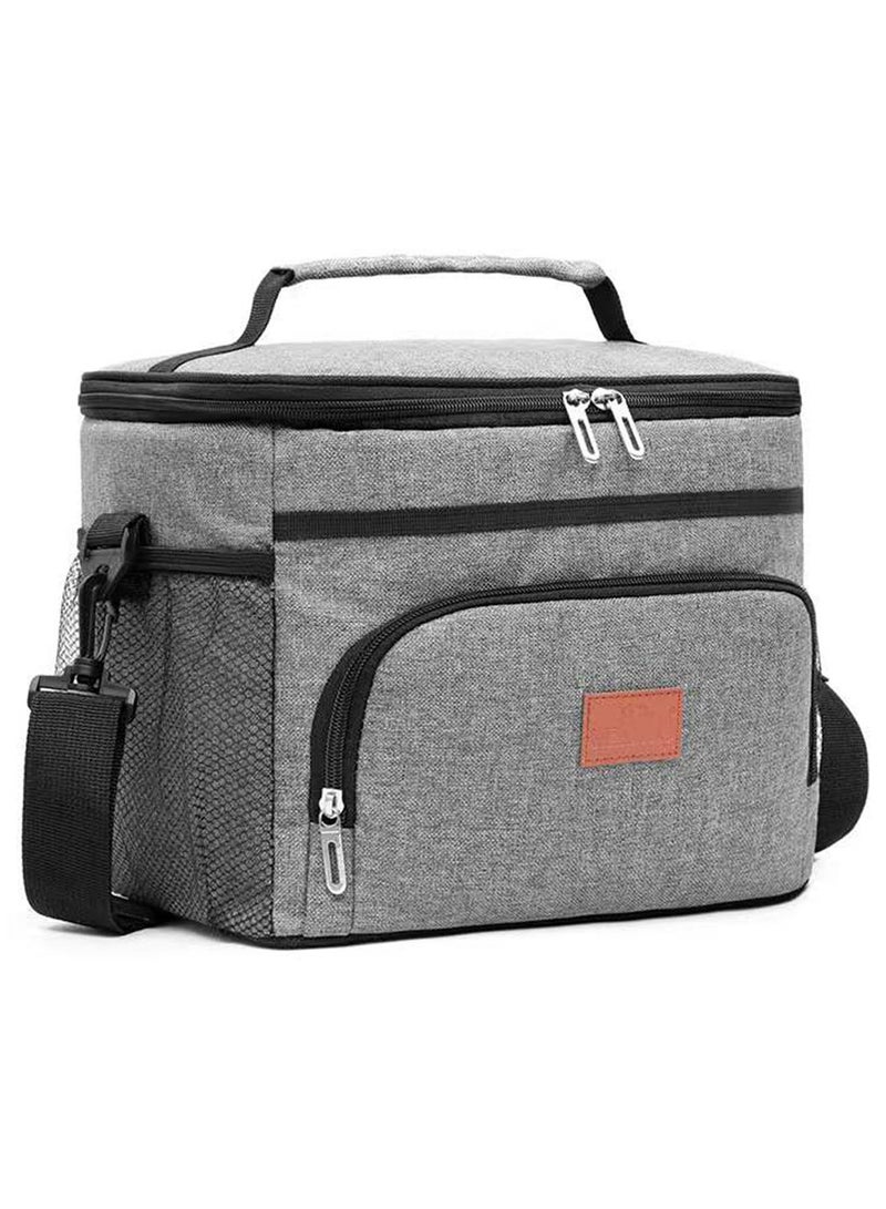 Qiccijoo Lunch Bags 15L Insulated Cooler Bag for Men Women, Reusable Insulated Waterproof Lunch Bag for Office Work School Picnic Beach Gym (Grey) - Image 1