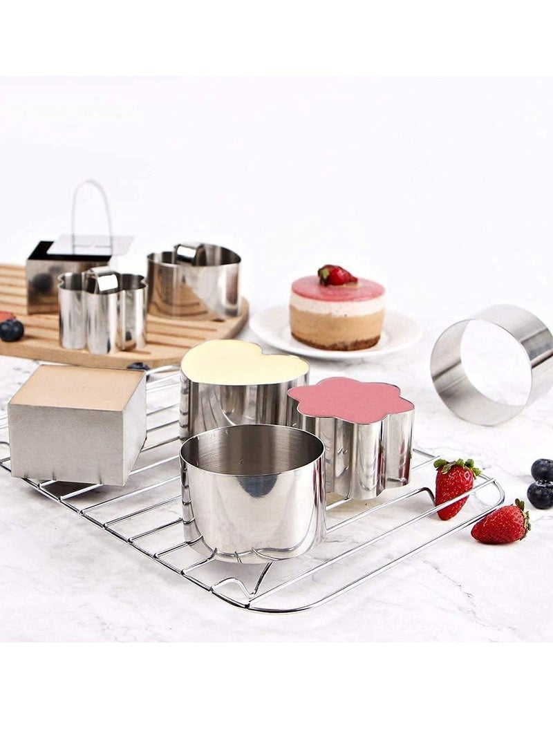 Zikra Stainless Steel Cooking Rings Set with Pusher Stainless Steel Food Rings for Cooking Crumpets Eggs Pastry Mousse Desserts - Image 4
