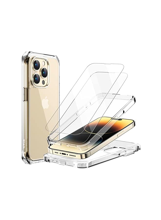 جي تيك Case for iPhone 14 Pro 6.1 بوصة مع واقي شاشة زجاجي مقسّران ، 360 Coff Coffrichplic Cover Cover Cover Cover Protection Back (Clear) - Image 2
