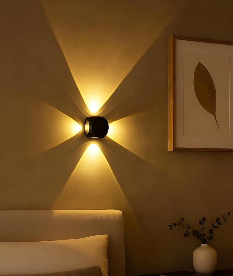 FILLISKA Aluminium LED Wall Light 4 Way Splitter, Warm White, IP-65 Rainproof & Shockproof Alluminium Body (2 Year Warranty) - Image 1