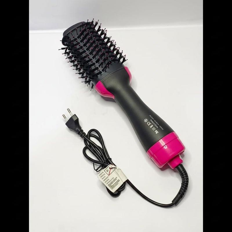 Professional 4 in 1 Hot Air Brush - Styler, Dryer, Iron, Volumizer - 1000W with Ion Technology Anti Frizz and Anti-Tangle Design - Black Rose