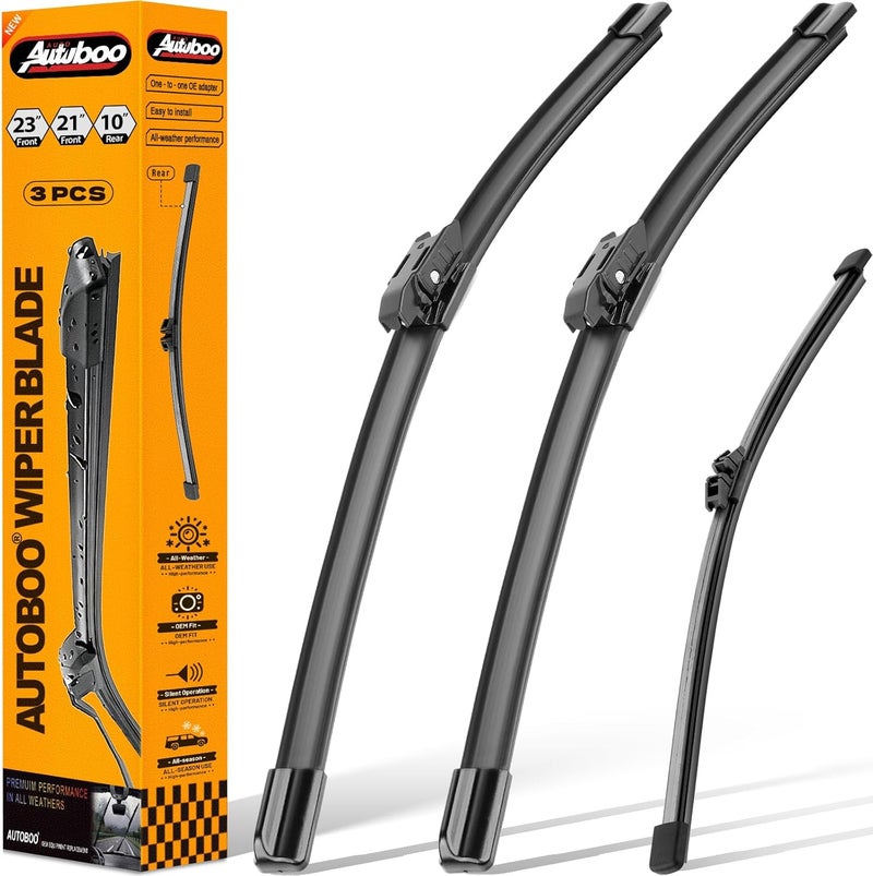 AUTOBOO OEM Windshield Wiper Blade Replacement for Mini Cooper Countryman 2017 2018 2019 2020 2021 2022 2023 Original Equipment All-Season Rear Wiper Blade Set 23+21+10 (Set of 3) - Image 1