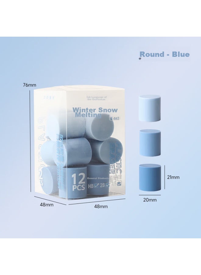 DEYUE Gradient Color Eraser Set For 2b Pencils, Blue - Pack Of 12 - Image 1