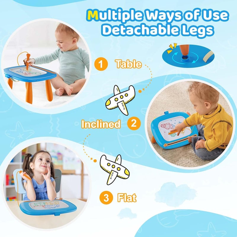 Kikidex Magnetic Drawing Board, Toddler Girl Toys for 1-2 Year Old, Doodle Board Pad Learning and Educational Toys for 1 2 3 Year Old Baby Kids Birthday Gift(Light Blue) - Image 5