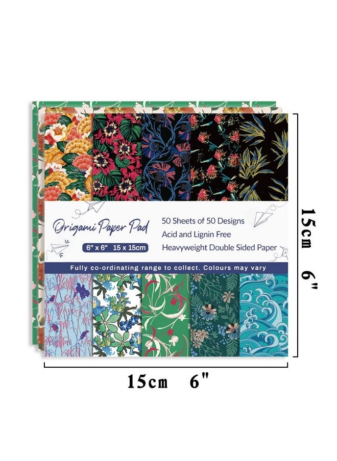 Qianshan Origami Paper Kit 50 Sheets 6 Inch Square Double Sided Color 50 Vivid Japanese Washi Chiyo Colors For Hand Crafts Origami Paper Arts Creativity Flowers  - Image 2
