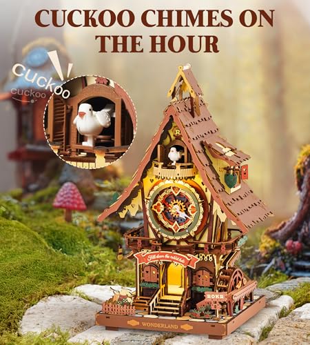 ROKR Cuckoo Clock Mechanical 3D Wooden Puzzle Kit for Adults DIY Wooden Clock Model Building Set Unique Home Decor Gift for Women Men - Image 5