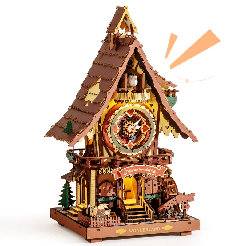 ROKR Cuckoo Clock Mechanical 3D Wooden Puzzle Kit for Adults DIY Wooden Clock Model Building Set Unique Home Decor Gift for Women Men - Image 3