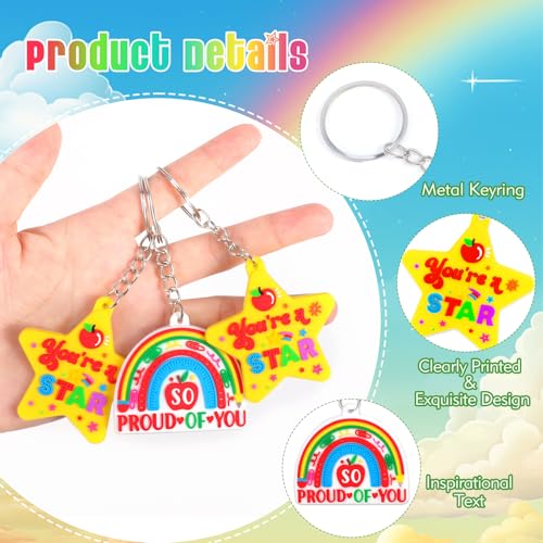 HOWAF 30 Pack Gifts for Students from Teachers, End of the Term Card and You're a Star Keyring Rainbow Keychain Class Gift for School Children, End of Year School Leavers Gifts for Kids - Image 3