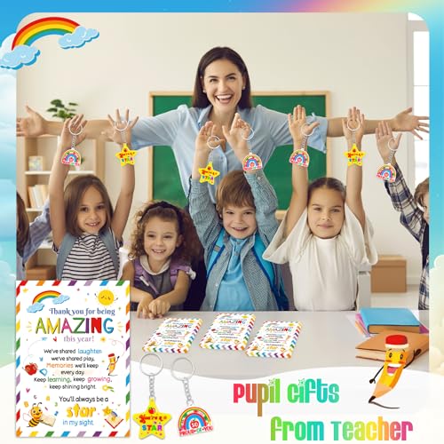 HOWAF 30 Pack Gifts for Students from Teachers, End of the Term Card and You're a Star Keyring Rainbow Keychain Class Gift for School Children, End of Year School Leavers Gifts for Kids - Image 5