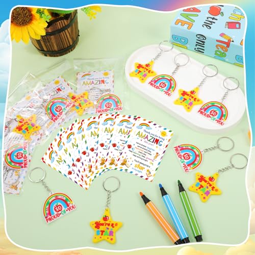 HOWAF 30 Pack Gifts for Students from Teachers, End of the Term Card and You're a Star Keyring Rainbow Keychain Class Gift for School Children, End of Year School Leavers Gifts for Kids - Image 4