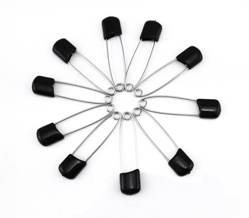 yueton 50pcs Black Plastic Head Baby Safety Pins Safety Locking Baby Cloth Diaper Nappy Pins - Image 2