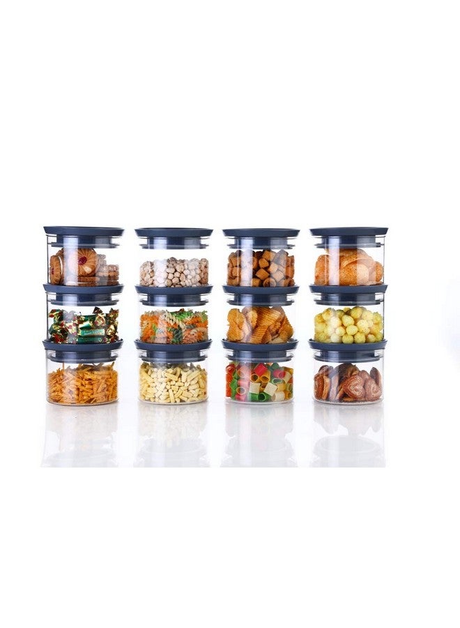 YouBee® Air Tight Kitchen Storage Container for Rice | Dal | Atta, BPA-Free, Flour | Cereals | Snacks | Stackable | Modular, Round, 500 Ml Set 12 (Grey) - Image 2