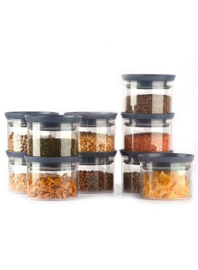 YouBee® Air Tight Kitchen Storage Container for Rice | Dal | Atta, BPA-Free, Flour | Cereals | Snacks | Stackable | Modular, Round, 500 Ml Set 12 (Grey) - Image 5