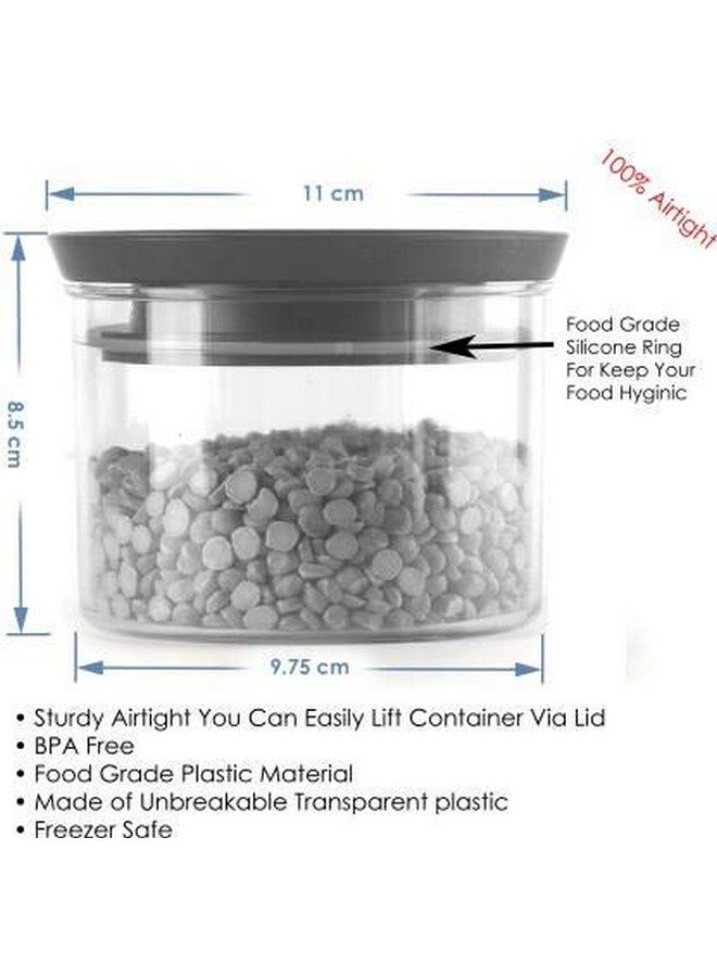 YouBee® Air Tight Kitchen Storage Container for Rice | Dal | Atta, BPA-Free, Flour | Cereals | Snacks | Stackable | Modular, Round, 500 Ml Set 12 (Grey) - Image 3