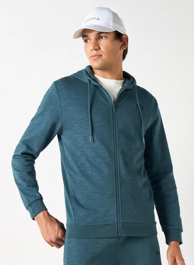 Kappa Logo Embroidered Hooded Sweatshirt with Pockets