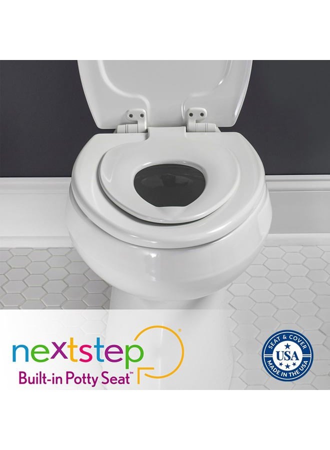 Mayfair 1888SLOW 346 NextStep2 Toilet Seat with Built-In Potty Training Seat, Slow-Close, Removable that will Never Loosen, ELONGATED, Biscuit/Linen - Image 3