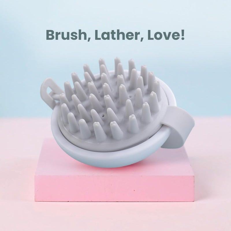 Rey Naturals Rey Naturals Hair Scalp Massager Shampoo Hair Oil Brush for Men and Women Hair Growth Scalp Care and Relaxation Oil Massager For Scalp Soft Silicon Bristles for Gentle Massage Grey - Image 2