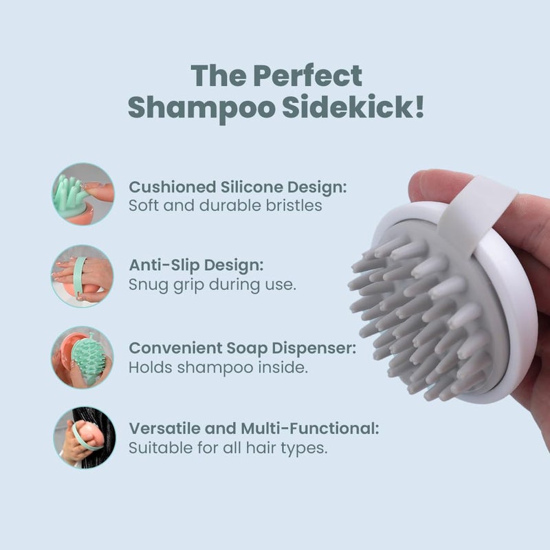 Rey Naturals Rey Naturals Hair Scalp Massager Shampoo Hair Oil Brush for Men and Women Hair Growth Scalp Care and Relaxation Oil Massager For Scalp Soft Silicon Bristles for Gentle Massage Grey - Image 3